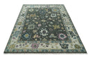 8x10 Hand Knotted Charcoal and Ivory Traditional Vintage Antique Persian Wool Rug | TRDCP891810