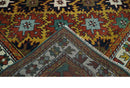 8x10 Hand Knotted Geometrical Rust, Black and Gold Floral Area Rug | TRDCP1368810