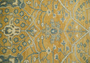8x10 Hand Knotted Gold, Beige and Silver Traditional Persian Oushak Antique Wool Rug | TRDCP690