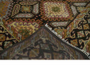 8x10 Hand Knotted Olive, Gold, Black and Brown Oriental Traditional Wool Area Rug