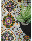 8x10 and 9x12 Hand Knotted Silver, Rust and Gold Persian Oushak made of Recycled Silk Area Rug