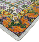 8x10 and 9x12 Hand Knotted Silver, Rust and Gold Persian Oushak made of Recycled Silk Area Rug