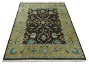 8x10 Hand Knotted Olive and Green Traditional Persian Oushak Wool Rug