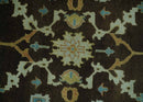 8x10 Hand Knotted Olive and Green Traditional Persian Oushak Wool Rug