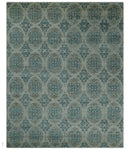 8x10 Hand Knotted Gray, Blue and Brown Modern Contemporary Recycled Silk Area Rug