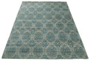 8x10 Hand Knotted Gray, Blue and Brown Modern Contemporary Recycled Silk Area Rug