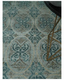 8x10 Hand Knotted Gray, Blue and Brown Modern Contemporary Recycled Silk Area Rug