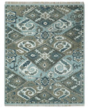 8x10 Hand Knotted Blue and Brown Traditional Persian Wool Rug