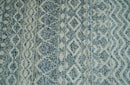 8x10 Hand Knotted Ivory and Blue Modern Contemporary Southwestern Tribal Trellis Recycled Silk Area Rug