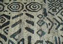 8x10 Hand Knotted Ivory and Charcoal Modern Contemporary Recycled Silk Area Rug