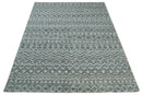 8x10 Hand Knotted Ivory and Gray Modern Contemporary Southwestern Tribal Trellis Recycled Silk Area Rug