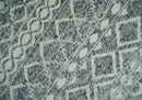 8x10 Hand Knotted Ivory and Gray Modern Contemporary Southwestern Tribal Trellis Recycled Silk Area Rug