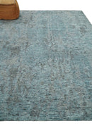 8x10 hand knotted Ivory, Aqua and Charcoal Modern Abstract Wool and Bamboo Silk Area Rug