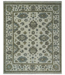 8x10 Hand Knotted Ivory, Brown and Gray Traditional Vintage Persian Style Antique Wool Rug | TRDCP820810