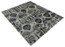 4x6 and 8x10 Hand Knotted Ivory, Charcoal and Brown  Antique Persian Style  Recycled Silk Area Rug