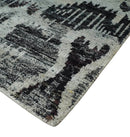 4x6 and 8x10 Hand Knotted Ivory, Charcoal and Brown  Antique Persian Style  Recycled Silk Area Rug