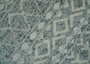 8x10 Hand Knotted Ivory, Gray and Blue Modern Contemporary Southwestern Tribal Trellis Recycled Silk Area Rug