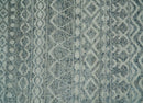 8x10 Hand Knotted Ivory, Gray and Blue Modern Contemporary Southwestern Tribal Trellis Recycled Silk Area Rug