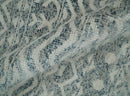 8x10 Hand Knotted Ivory, Gray and Blue Modern Contemporary Southwestern Tribal Trellis Recycled Silk Area Rug