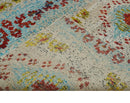 8x10 Hand Knotted Ivory, Red and Blue Persian Recycled Silk Area Rug