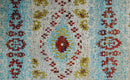 8x10 Hand Knotted Ivory, Red and Blue Persian Recycled Silk Area Rug