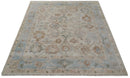 8x10 Hand Knotted Ivory, Silver and Brown Oriental Oushak Wool Area Rug