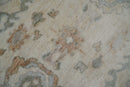 8x10 Hand Knotted Ivory, Silver and Brown Oriental Oushak Wool Area Rug