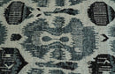 8x10 Hand Knotted Ivory, Teal and Black Contemporary Recycled Silk Area Rug