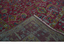 8x10 Hand Knotted Maroon and Gold Heriz Serapi Traditional Antique Style Wool Area Rug | TRDCP1603810S