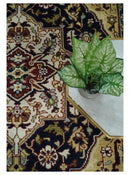 8x10 Hand Knotted Navy Blue, Ivory and Rust Traditional Vintage Heriz Serapi Antique Wool Rug | TRDCP559810