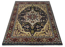 8x10 Hand Knotted Navy Blue, Ivory and Rust Traditional Vintage Heriz Serapi Antique Wool Rug | TRDCP559810