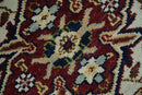 8x10 Hand Knotted Navy Blue, Ivory and Rust Traditional Vintage Heriz Serapi Antique Wool Rug | TRDCP559810