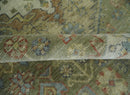 8x10 Hand Knotted Olive and Ivory Traditional Vintage Heriz Serapi Antique Wool Rug | TRDCP1076S