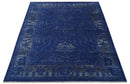 8x10 Hand Knotted Oriental Oushak Blue and Silver Wool Area Rug | TRDCP1507810S