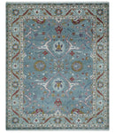 8x10 Hand Knotted Oriental Oushak Gray and Silver Wool Area Rug