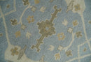 8x10 Hand Knotted Oriental Oushak Silver, Ivory and Beige Wool Area Rug | TRDCP1164810