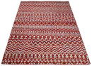 8x10 Hand Knotted Maroon and White Modern Contemporary Southwestern Recycled Silk Area Rug