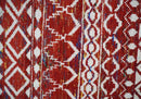 8x10 Hand Knotted Maroon and White Modern Contemporary Southwestern Recycled Silk Area Rug
