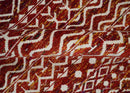 8x10 Hand Knotted Red and White Modern Contemporary Southwestern Tribal Trellis Recycled Silk Area Rug