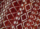 8x10 Hand Knotted Red and White Modern Contemporary Southwestern Tribal Trellis Recycled Silk Area Rug