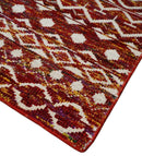 8x10 Hand Knotted Red and White Modern Contemporary Southwestern Tribal Trellis Recycled Silk Area Rug