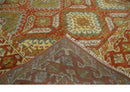 8x10 Hand Knotted Rust, Beige and Gray Oriental Traditional Wool Area Rug