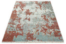8x10 Hand Knotted Brown and Silver Modern Abstract Low Pile Wool Rug