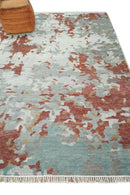 8x10 Hand Knotted Brown and Silver Modern Abstract Low Pile Wool Rug