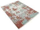 8x10 Hand Knotted Brown and Silver Modern Abstract Low Pile Wool Rug