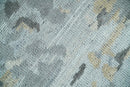 8x10 Hand Knotted Silver and Beige Modern Abstract Low Pile Wool Rug