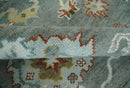 8x10 Hand Knotted Silver and Ivory Oriental Oushak Wool Rug