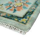 Vibrant Colorful Aqua, Ivory, Gold and Rust Hand Knotted Traditional Oushak Multi Size wool Area Rug