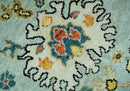 Vibrant Colorful Aqua, Ivory, Gold and Rust Hand Knotted Traditional Oushak Multi Size wool Area Rug