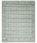 8x10 Hand Knotted Turkish Ivory and Silver Traditional Antique Persian Area Rug | TRDCP1120810S